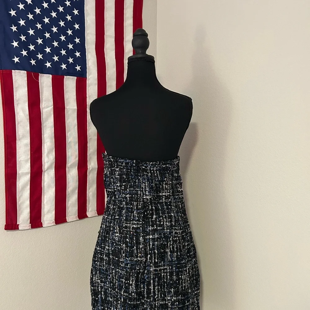 Black and Blue Tweed Strapless Dress (nanea strapless dress) - Picture 3 of 4